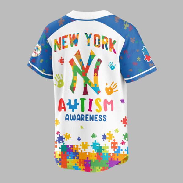 Alternative view of New York Yankees Autism Awareness Puzzle Premium Jersey LT0007