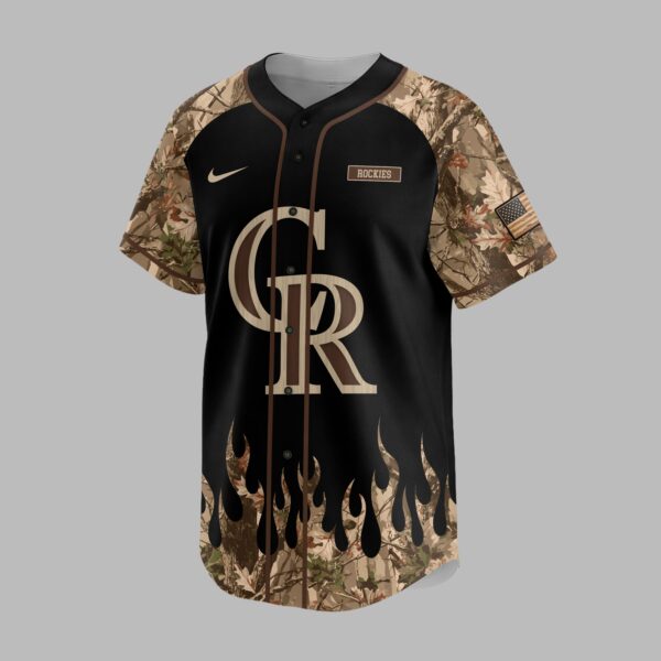 Alternative view of Colorado Rockies x Hunting Camo Baseball Jersey PVT008