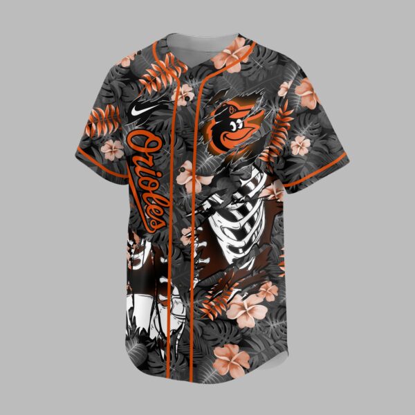 Alternative view of Baltimore Orioles x Skeleton Baseball Jersey PVT010