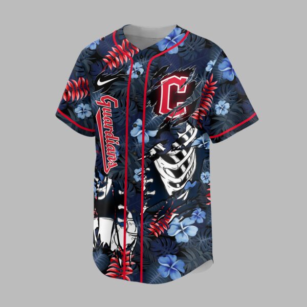Alternative view of Cleveland Guardians x Skeleton Baseball Jersey PVT010