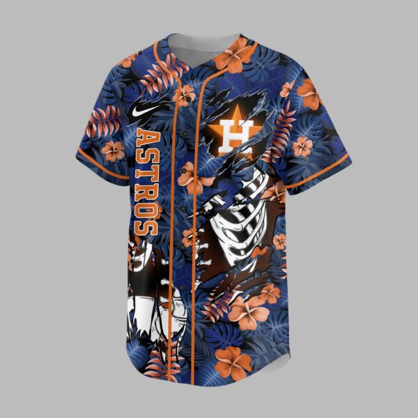 Alternative view of Houston Astros x Skeleton Baseball Jersey PVT010
