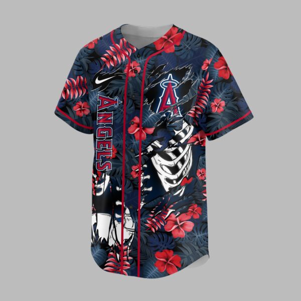 Alternative view of Los Angeles Angels x Skeleton Baseball Jersey PVT010