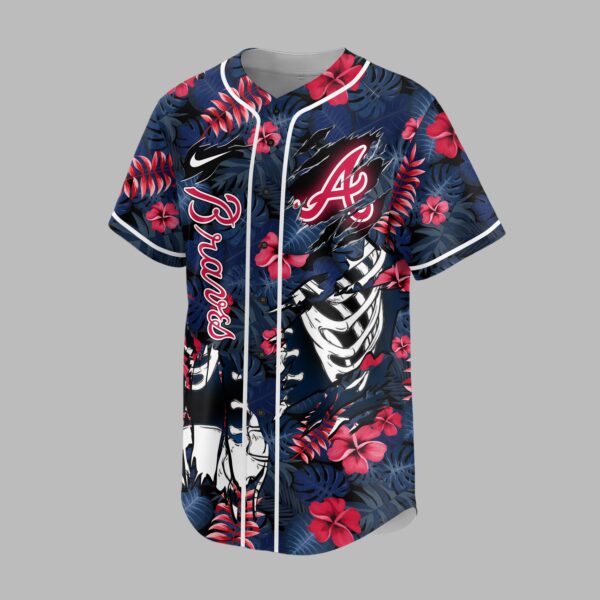 Alternative view of Atlanta Braves x Skeleton Baseball Jersey PVT010