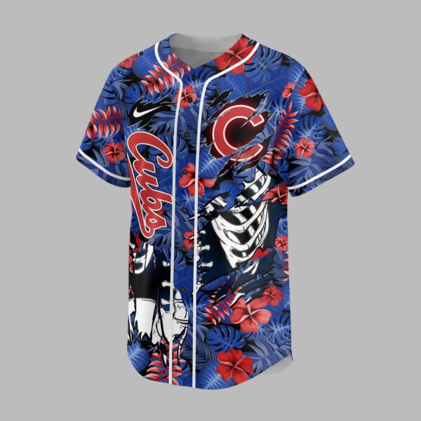 Alternative view of Chicago Cubs x Skeleton Baseball Jersey PVT010