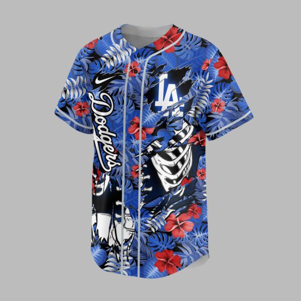 Alternative view of Los Angeles Dodgers x Skeleton Baseball Jersey PVT010