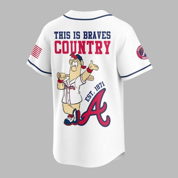 Alternative view of Atlanta Braves Classic Mascot Baseball Jersey LT0009