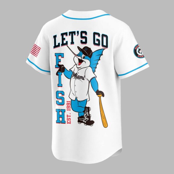 Alternative view of Miami Marlins Classic Mascot Baseball Jersey LT0009