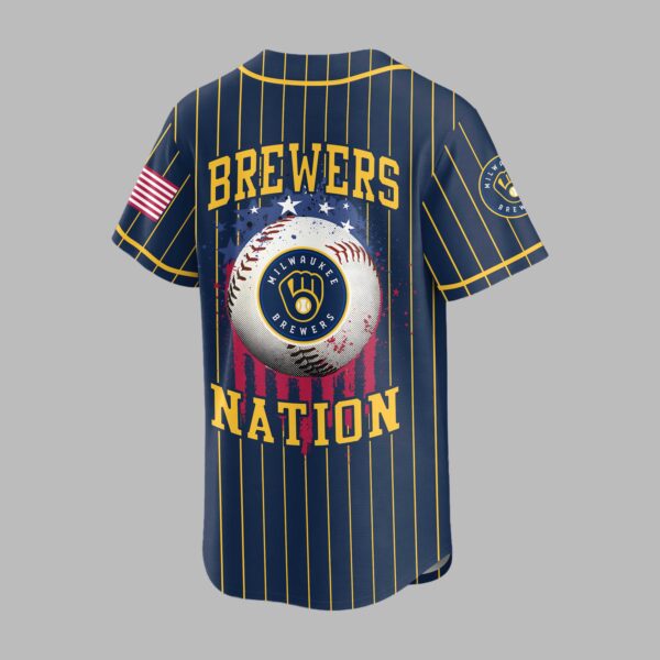 Alternative view of Milwaukee Brewers USA Flag Edition Premium Baseball Jersey PH00007
