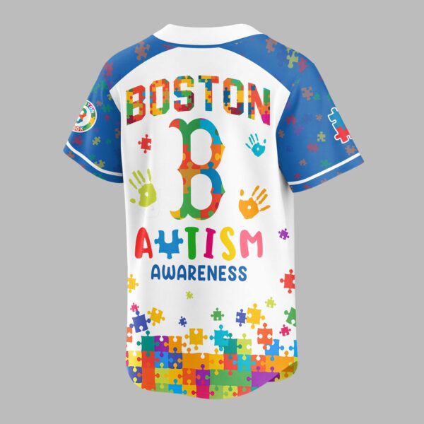 Alternative view of Boston Red Sox Autism Awareness Puzzle Premium Jersey LT0007