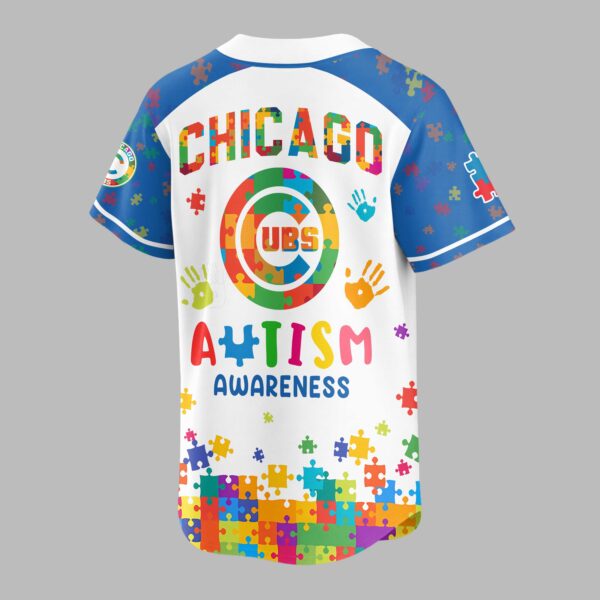 Alternative view of Chicago Cubs Autism Awareness Puzzle Premium Jersey LT0007