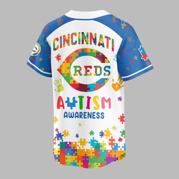 Alternative view of Cincinnati Reds Autism Awareness Puzzle Premium Jersey LT0007