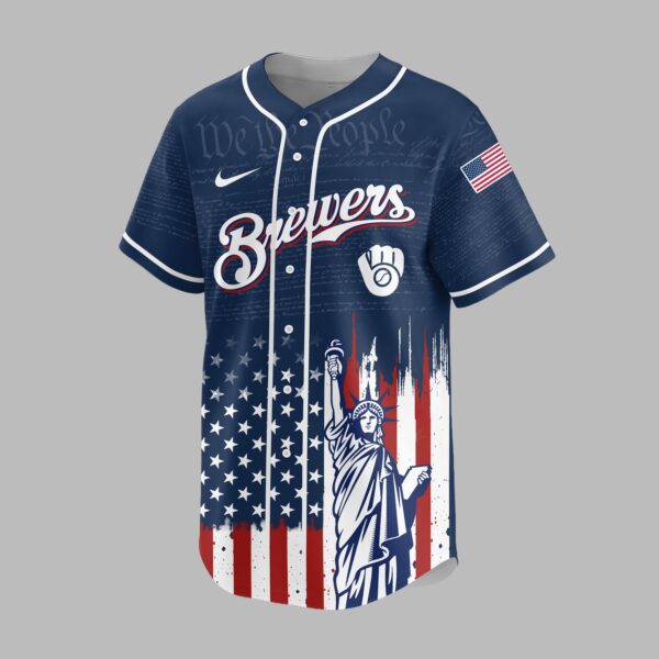 Alternative view of Milwaukee Brewers X America’s 250th Anniversary Premium Baseball Jersey PVT006